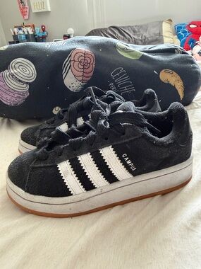 adidas Kids Campus Black and White Suede Sneakers worn a handful of times